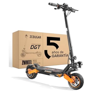 ZWHEEL ZCOUGAR | Patinete Eléctrico Adultos Homologado DGT - 800W-1600W MAX, 35km Autonomía, Suspensión Mejorada Duo Shock, IP54, Frenos Regeneradores AER - Ruedas 10" Offroad Todoterreno