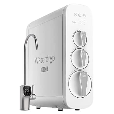 Waterdrop G3P600 Sistema de Ósmosis Inversa, Certificado NSF/ANSI 58 y 372, Sistema de Filtrado de Agua por Ósmosis Inversa, Reducción de TDS, 600 GPD, 2:1 puro a Drenaje, Grifo LED Inteligente
