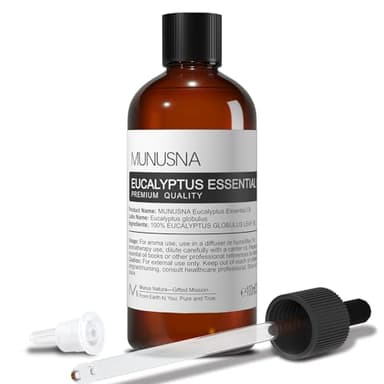 Aceites Esencial Eucalipto 100ML, MUNUSNA Aceites Esenciales para Humidificador Difusor Naturales Puros, Aceite de Eucalipto para Mejorar Congestión Nasal, Eucalyptus Oil
