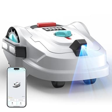 YARDCARE M800Plus Robot Cortacésped sin Cable Perimetral, 800 m², Posicionamiento GPS + Visión IA, Robot Cortacésped sin Cables, Modo de Corte en U, Detección de 150 Obstáculos, Carga Automática, App