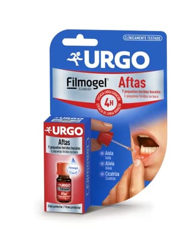 Urgo - Aftas Filmogel - Tratamiento de aftas y pequeñas heridas bucales - Frasco 6ml con espátula
