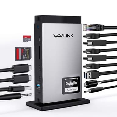 WAVLINK USB C Laptop Docking Station con 3 HDMI, DisplayLink Triple Monitor 4K60Hz, Triple Pantalla para M1 M2 M3 Mac y Windows, 5 * USB, 2DP, Compatible con MacBook Neo (No se Carga el portátil)