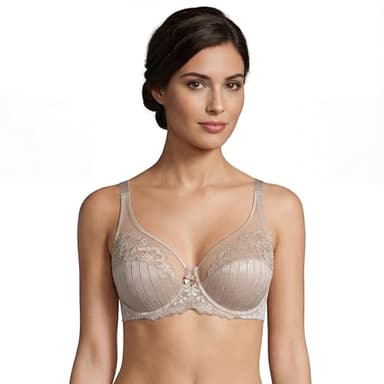 Selene, Sujetador Reductor para Mujer en Encaje, con Aros y Sin Relleno, Colección Mariluz, Color Tierra, Talla 90C