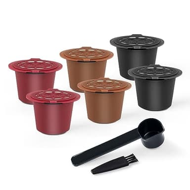 Cápsulas de café reutilizables compatibles con N espresso OriginalLine, cápsulas de café recargables BENFUCHEN para N espresso OriginalLine, 2 negras + 2 rojas + 2 marrones