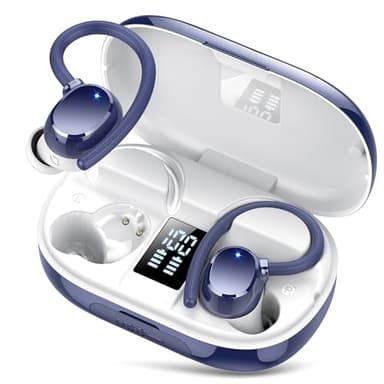 Auriculares Inalambricos Deportivos, 2026 Auriculares Bluetooth 5.3 HiFi Estéreo con Cancelación de Ruido ENC, Reproducción de 128H Pantalla LED Cascos Inalambricos, Control Táctil, IP7 Impermeable