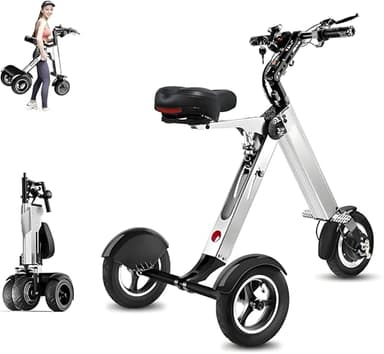 XDLYWUZIQ Patinete De 3 Ruedas para Adultos, Autonomía De 40-48 Km, Motor De 250 W, con Batería De 36 V Y 8 Ah E Interruptor De Llave, Triciclo Eléctrico con Función De Marcha Atrás Grey