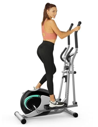 THERUN Bicicleta elíptica magnética, máquina elíptica Ultra silenciosa para Uso doméstico, máquina elíptica de Resistencia Ajustable de 16 Niveles con Monitor LCD, Sensor de Pulso (Verde)