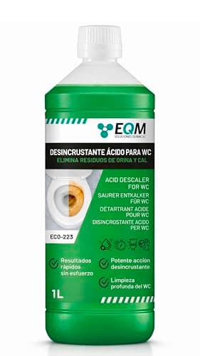EQM Desincrustante Ácido para WC 1L - Limpia Sarro, Cal y Óxido - Eliminador Extra Fuerte de Incrustaciones - Sanitarios e Inodoros - Fórmula Ácida de Alta Potencia