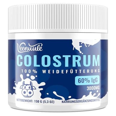 Polvo de Calostro, Receta de Actualización con 60% de IgG (Inmunoglobulinas) Naturales, Calostro de Vaca Alimentado con Pasto para la Salud Intestinal, Sin Sabor (Paquete de 1)