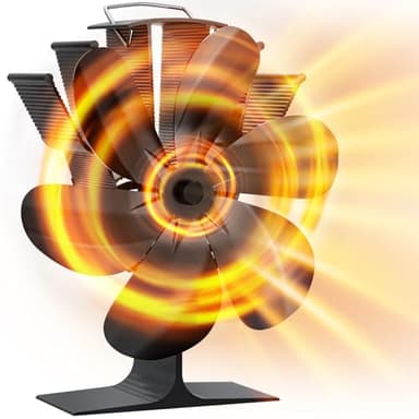 DZKKIUR Ventilador de Chimenea 6 Aspas Ventilador de Estufa Silencioso Alimentado por Calor Ventilador de Quemador de Leña No Eléctrico Ecológico para Estufas de Leña Madera Pellet Chimenea