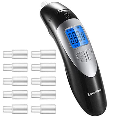 Medidor de cetonas portátil y profesional digital de cetonas para detectar el estado de cetosis con 10 boquillas para probar cetosis (negro)