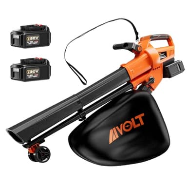 AIVOLT Soplador Aspirador Triturador de Hojas 3 en 1 Inalámbrico con Correa de Hombro Soplador de Hojas con 2 Batería de 20V 4Ah, Cargador y Bolsa de 40L para Jardín Exterior
