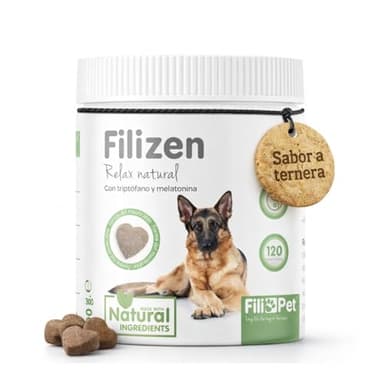 Filipet Pastillas Relajantes para Perros | Pasiflora tranquilizante | Elaborado con Ingredientes Naturales | Anti Estrés y Relajación | 120 Masticables