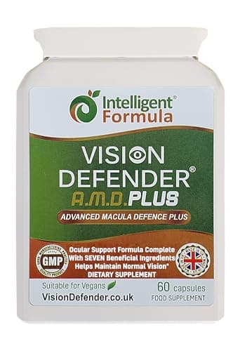 Vision Defender Plus Complemento Alimenticio para los Ojos: Fórmula AREDS2 Mejorada con Meso-Zeaxantina. 7 Nutrientes Esenciales: Luteína, Zeaxantina, Vitaminas C y E, Zinc, Cobre. 60 Cápsulas Veganas