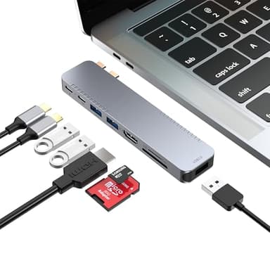 BHHB Hub USB C Adaptador para MacBook Pro Air Docking Station 8 en 2 Multipuerto Adaptador para Mac Book 4K@30Hz HDMI, Thunderbolt 4/3, USB 3.0, SD/TF USBC Hub Tipo C Dock para Mac M5 M4 M3 M2 M1