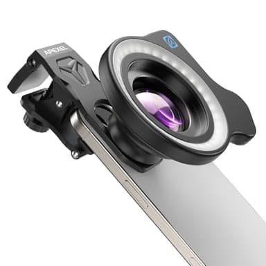APEXEL 100Ultra - Lente teléfono móvil con luz de Anillo, versión Mejorada del Lentes Macro para Samsung,iPhone,Pixel