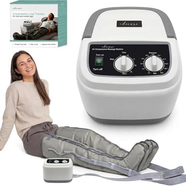 Edicare, Presoterapia para Casa, para Piernas y Pies Cansados, 6 Valvulas, Favorece una Mejor Circulación, Drenaje Linfático, Fácil Uso, Eficacia Profesional (Dispositivo y perneras)