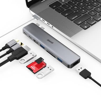 BHHB Hub USB C Adaptador para MacBook Pro Air Docking Station 8 en 2 Multipuerto Adaptador para Mac Book 4K@30Hz HDMI, Thunderbolt 4/3, USB 3.0, SD/TF USBC Hub Tipo C Dock para Mac M5 M4 M3 M2 M1
