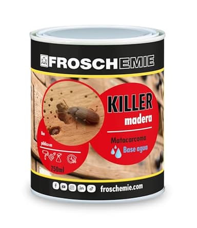 Matacarcoma para Madera 750 mL – Elimina Carcoma Activa y Previene Reinfestación | Base Agua Sin Olor | Tratamiento Preventivo y Curativo Interior/Exterior | Secado 24h | Killer Madera