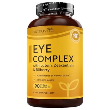 Nutravita Suplemento natural de luteína para los ojos - 90 cápsulas veganas - Zeaxantina, meso-zeaxantina, extracto de arándanos, vitaminas A, B12 y zinc