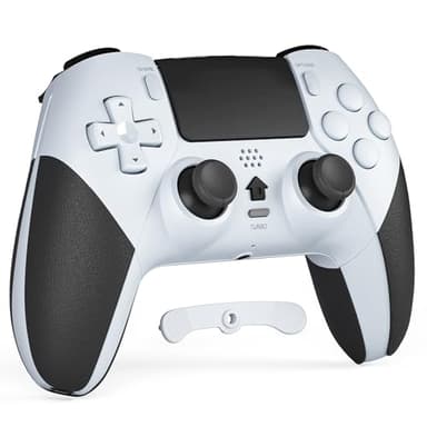 CHEREEKI Mando Inalámbrico para PS4/Pro/Slim con Doble Vibración, Giroscópico, Turbo, Touchpad y Conector de Audio, Blanco