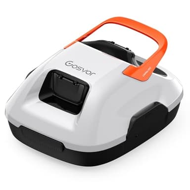 (Nuovo 2026) Gosvor Robot Limpiafondos Piscina Inalámbrico - Aspirador Piscina, 90 Min Autonomía, Autoestacionamiento, Fácil Uso, Robot Piscina para Suelo, Piscinas 80m²,Blanco y naranja