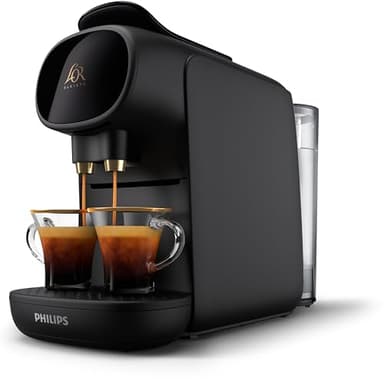 Philips L'Or Barista Sublime - Cafetera de Cápsulas, Reconocimiento de Cápsula Doble, 1 o 2 Tazas, Bandeja de Goteo Ajustable, Negro (LM9012/60)