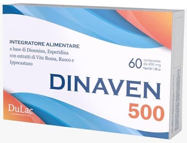 Dulac - Dinaven 500, Complemento Alimenticio para la Circulación de las Piernas, 60 comprimidos, con Diosmina y Hesperidina, ideal para Piernas Cansadas, Pesadas y varices, Made in Italy
