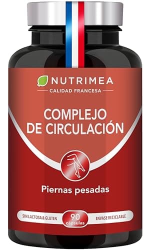 Complejo Circulación 100% natural - Piernas Cansadas Pesadas - Circulación - Eliminación de Líquidos - Vid roja, Castaño de Indias y Hamamelis - 90 cápsulas vegetales - Nutrimea