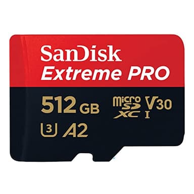 SanDisk Extreme PRO 512GB tarjeta microSDXC + adaptador SD + RescuePro Deluxe, hasta 200 MB/s, con Clase A2 de rendimiento de las aplicaciones UHS-I Class 10 U3 V30