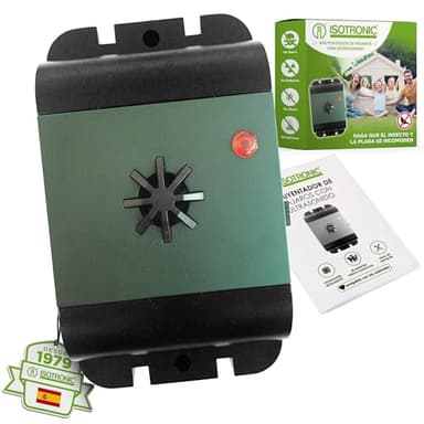 ISOTRONIC Ahuyentador ultrasónico de pájaros, Palomas, gorriones, gaviotas, Cuervos | Anti Palomas con ultrasonidos | Repelente acústico de Aves | Espantapájaros | para Balcones, fachadas, terrazas