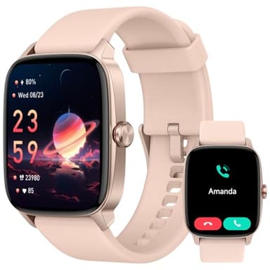 Reloj Inteligente Mujer Hombre con Llamadas Bluetooth y Voz AI, 1.85'' Smartwatch con Whatsapp Notificación, Pulsómetro/SpO2/Sueño/Podómetro, 110+ Modos Deportivos, Impermeable IP68 para iOS/Android