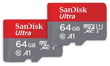SanDisk 64 GB Ultra microSDX con adaptador SD, hasta 140 MB/S, Rendimiento de apps A1, UHS-1 Clase 10 U1 - Twin Pack