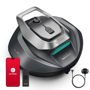 Ultenic Robot Aspirador Piscina con Control Remoto/App, 3 Motores, Recogida sin Gancho, Robot Limpiafondos sin Cable, Autoaparcamineto, Trabaja hasta 90Min, 80m²