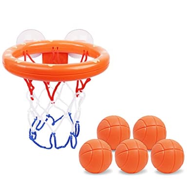 Vicloon Pelota de Juguete para Baño de Bebé,5pcs Mini Pelota de Baloncesto,Cesta de Baloncesto para Niños con Ventosa para Niños y Niñas Piscina, Interior, Exterior (Regular)