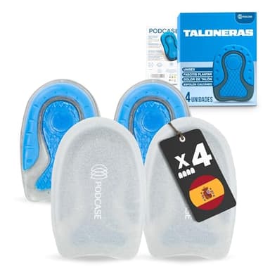 Pack de 4 Taloneras para Corregir la Fascitis Plantar y Espolón Calcaneo - Plantillas de Silicona para Hombre y Mujer - Pantilla de gel para espolones - Unisex (Gris, Talla L (41-47))