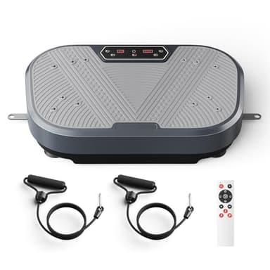 Plataforma Vibratoria, 120 Velocidades Plataforma Vibración Muscular para Musculación y Moldeado,Altavoz Bluetooth y Bandas Elásticas Fitness en Casa para Quemar Grasa y Adelgazar