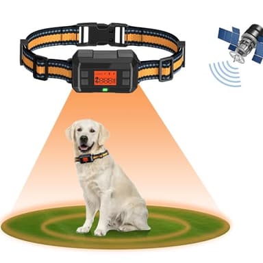 Sistema Valla Inalámbrica para Perros GPS Uso en Exteriores, Collar Valla Antifuga, IPX7 Impermeables, 4ra Gen última Tecnología de Chip GPS, Radio hasta 999 Yardas, para Perros Medianos y Grandes