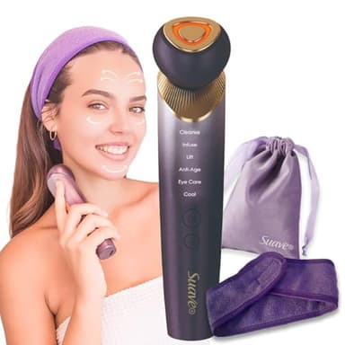 Aparato Radiofrecuencia Facial, Masajeador Facial Electrico, Dispositivo Microcorriente con Luces LED 6 en 1. Reafirmante, Antiarrugas, ⁸Antiedad, Rejuvenecimiento Facial