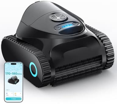C1 Robot Piscina Limpiafondos y Paredes, Línea de Flotación, Doble Filtro, Aspirador Piscina Bateria, 7 Modos de Limpieza, 180 min Autonomía, Limpiador con App, Limpiafondos Piscina de hasta 160 m²