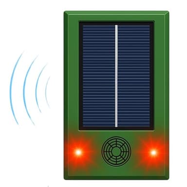 Ahuyentador de Palomas,Aves,Gatos con ultrasonidos, se Recarga con su Placa Solar para Exteriores Emite ultrasonidos de Forma Continua
