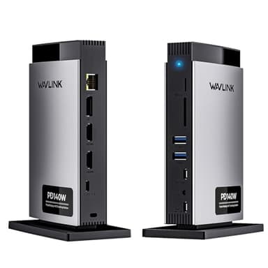 WAVLINK Laptop Docking Station Triple Pantalla (Single 8K@30Hz/4K@144Hz), USB C Dock 125W PD3.1 Pass-Through, 2*HDMI, DP, Ethernet, SD/TF, para Windows