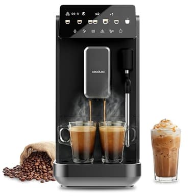 Cecotec Cafetera Superautomática con Vaporizador y Unidad de Procesado 20g Cremmaet Lungo Steam. 19Bares, Thermoblock, 5 Bebidas, 5 Niveles Molido, Descalcificación, Depósito 2L, Pantalla Táctil