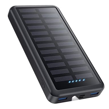 Power Bank USB C 26800mAh, Solar Cargadores Portátiles 15W PD 3.0A Carga Rápida, Powerbank 3 Salidas 3 Entradas Batería Externa con Linterna LED para iPhone, Samsung, Huawei, Camping