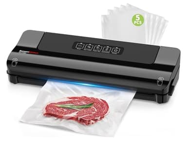 Bonsenkitchen Envasadora al Vacío – Máquina Doméstica Rápida y Compacta, 4 Modos, Trabajo Continuo de Alta Eficiencia, Incluye Bolsas y Manguera