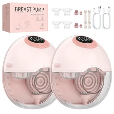 FUNYKICH 2×Sacaleches Eléctrico Manos Libres con 4 Modos y 12 Niveles, Extractor de Leche Materna con Bridas 19/21/24mm,Monitoreo de Nivel de Leche,sin BPA,＜55dB,para Mamás en Casa, Oficina o Viajes