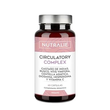 Circulación Complex 1330mg - Diosmina Hesperidina Vid Roja - Circulación Piernas Pesadas - Castaño Indias Centella Asiática Rusco Vitamina C - 60 Cápsulas Nutralie