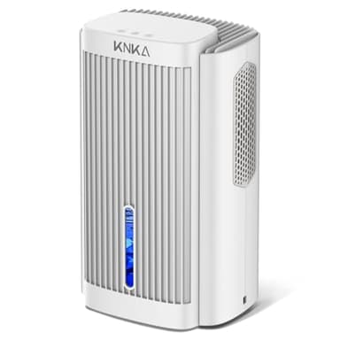 KNKA Deshumidificador, deshumidificador eléctrico, 1,1 l, deshumidificador de habitación inferior a 28 dB para apartamento, baño, sótano, con apagado automático y modo de suspensión, luz nocturna de