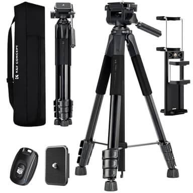 K&F CONCEPT Trípode Ligero Portátil 172cm S254A3+BV01 Tripode para Movil de Tubo Perfilado de 5 Lados para DSLR, Cámara Réflex Digital, Teléfono Móvil, etc., con Clip para Teléfono Móvil