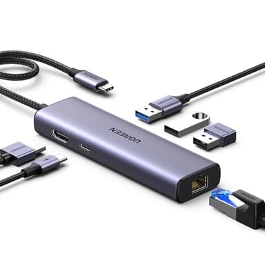 UGREEN Revodok 1061 Hub USB C Ethernet Gigabit HDMI 4K PD 100W Adaptador Tipo C Docking Station Compatible con MacBook Pro Air, iPad, iPhone 17 Pro MAX Air, Galaxy S25 Plus, Surface, Galaxy Tab S9